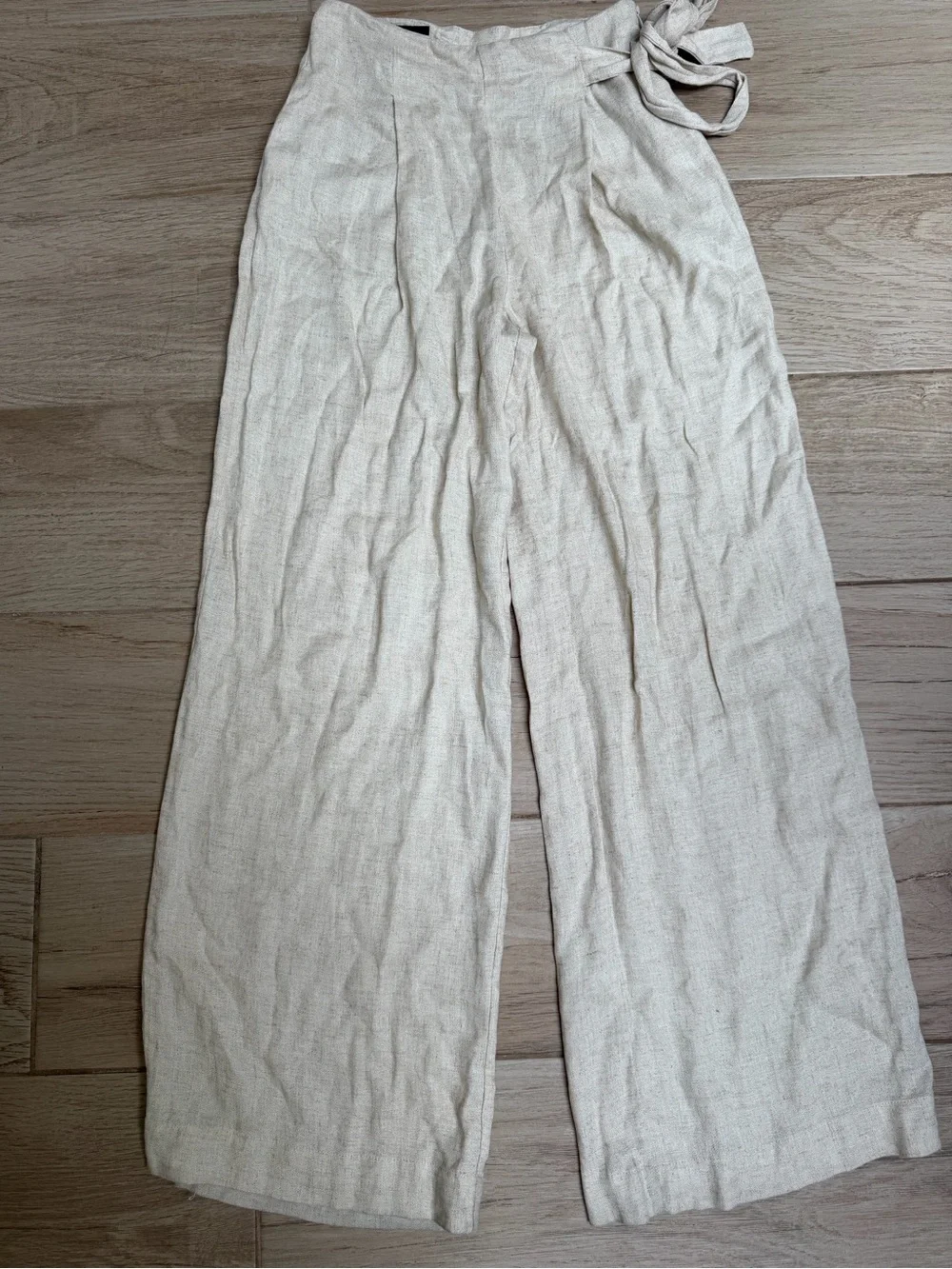 Zara Wide Leg Pants in Light Beige
